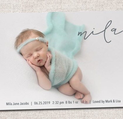 Flat Birth Announcement Cards